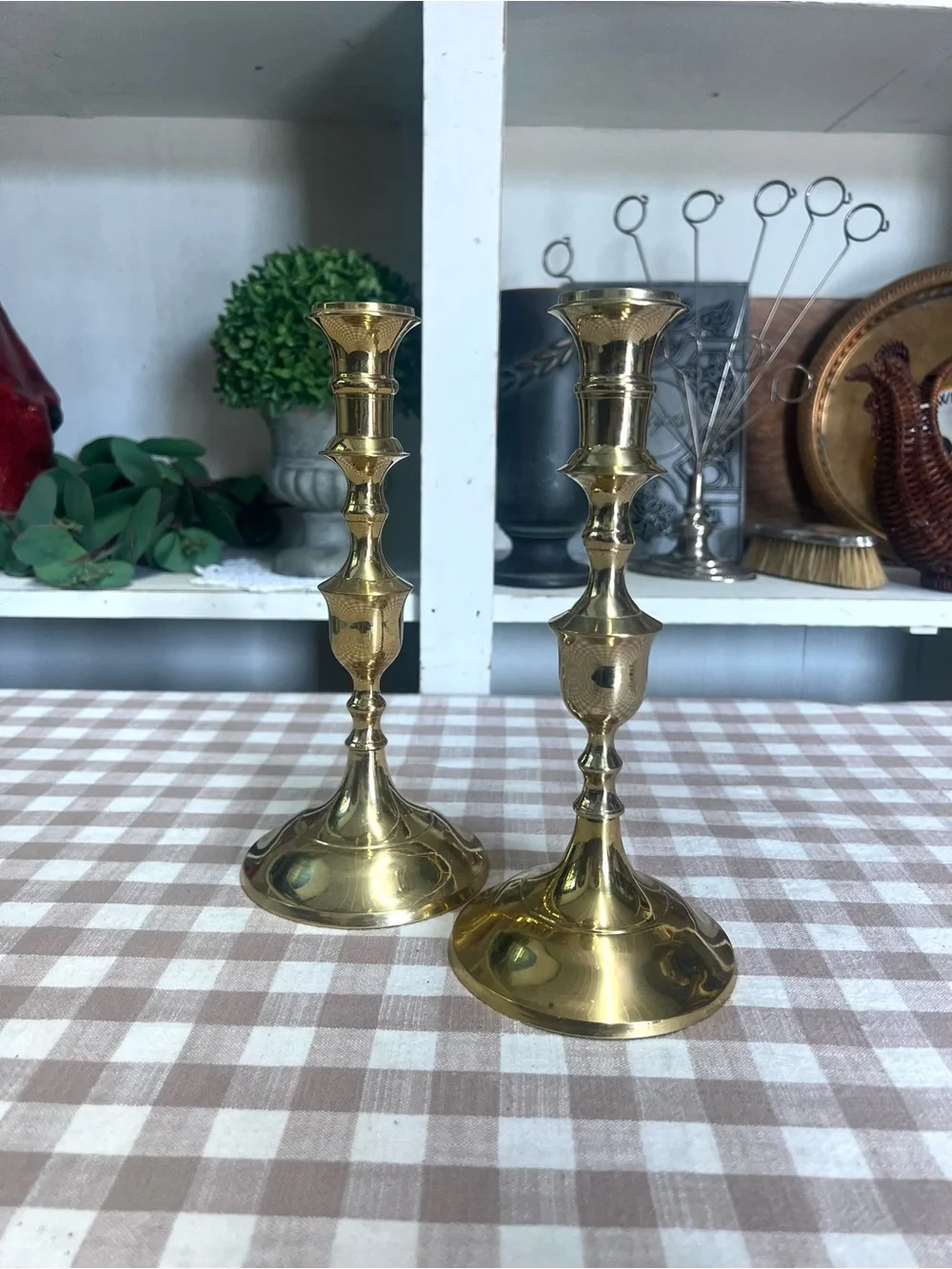 Vintage brass candlestick holders decor